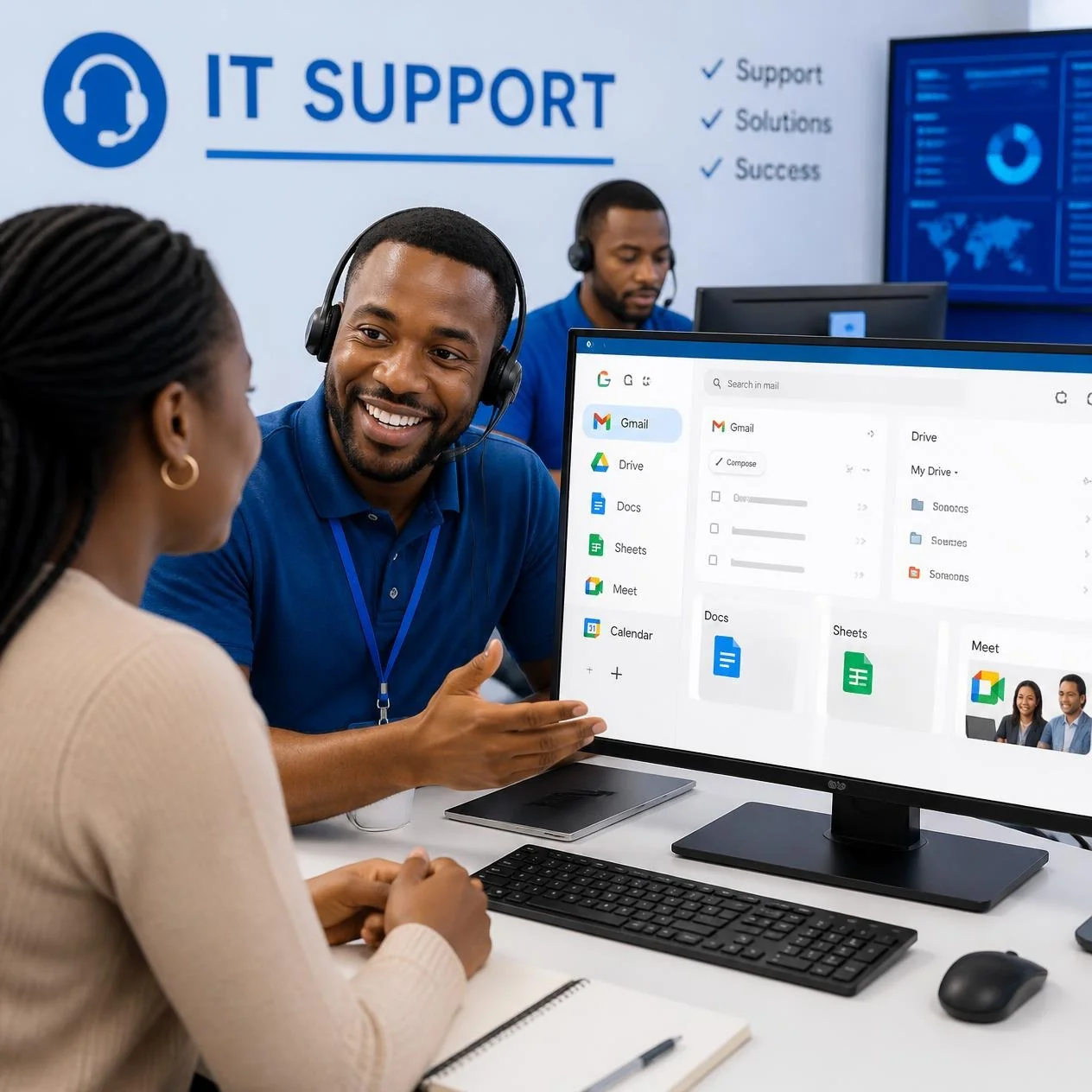 IT support technician performing server maintenance